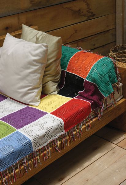 Manta de sofá colorida - Croche & Encantos